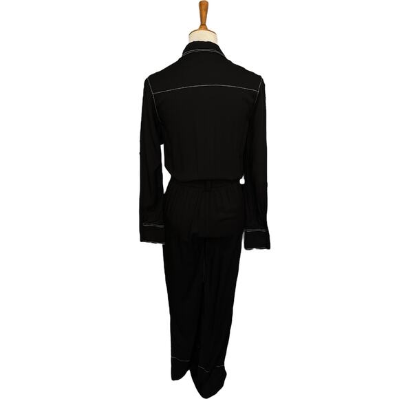 NWT JustFab Black White Contrast Stitch Workwear Corpcore Jumpsuit Size XS - Picture 9 of 12